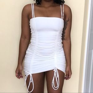 White Double Ruched Two Strap Dress 🤍🤩